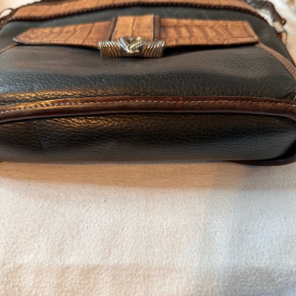 Brighton Leather Shoulder Bag Black Brown - Picture 6 of 11